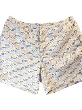 Polo by Ralph Lauren White Multi-Color Logo Print Flat Front Men’s Shorts